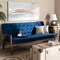 Baxton Studio Sorrento Blue Velvet Upholstered Walnut Finished Wooden 3-seater Sofa 160-9940 - alternate 2